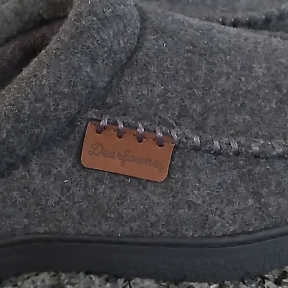 Dearfoams Men's Gray Hard Bottom Wool Blend Memory Foam Slippers. Size 8-9 - Picture 5 of 8